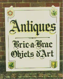Double sided hanging sign. Hand painted Old English lettering with gold leaf shade. Double sided hanging sign. Hand painted Old English lettering with gold leaf shade.